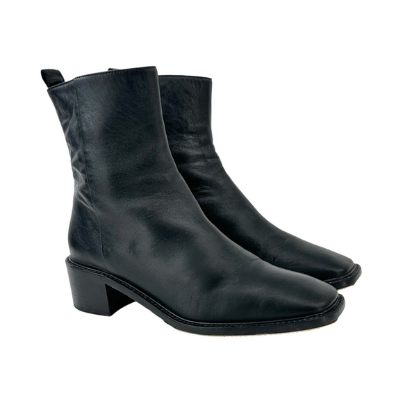 Everlane The City Boot - Black Leather Block Heel Ankle Boots Booties sz 9 - Picture 1 of 9